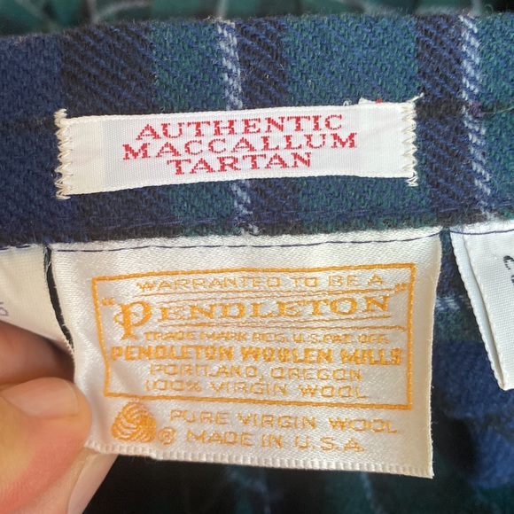 Pendleton 100% virgin wall size 6 tartan green and blue plaid ladies skirt kilt - Picture 9 of 12
